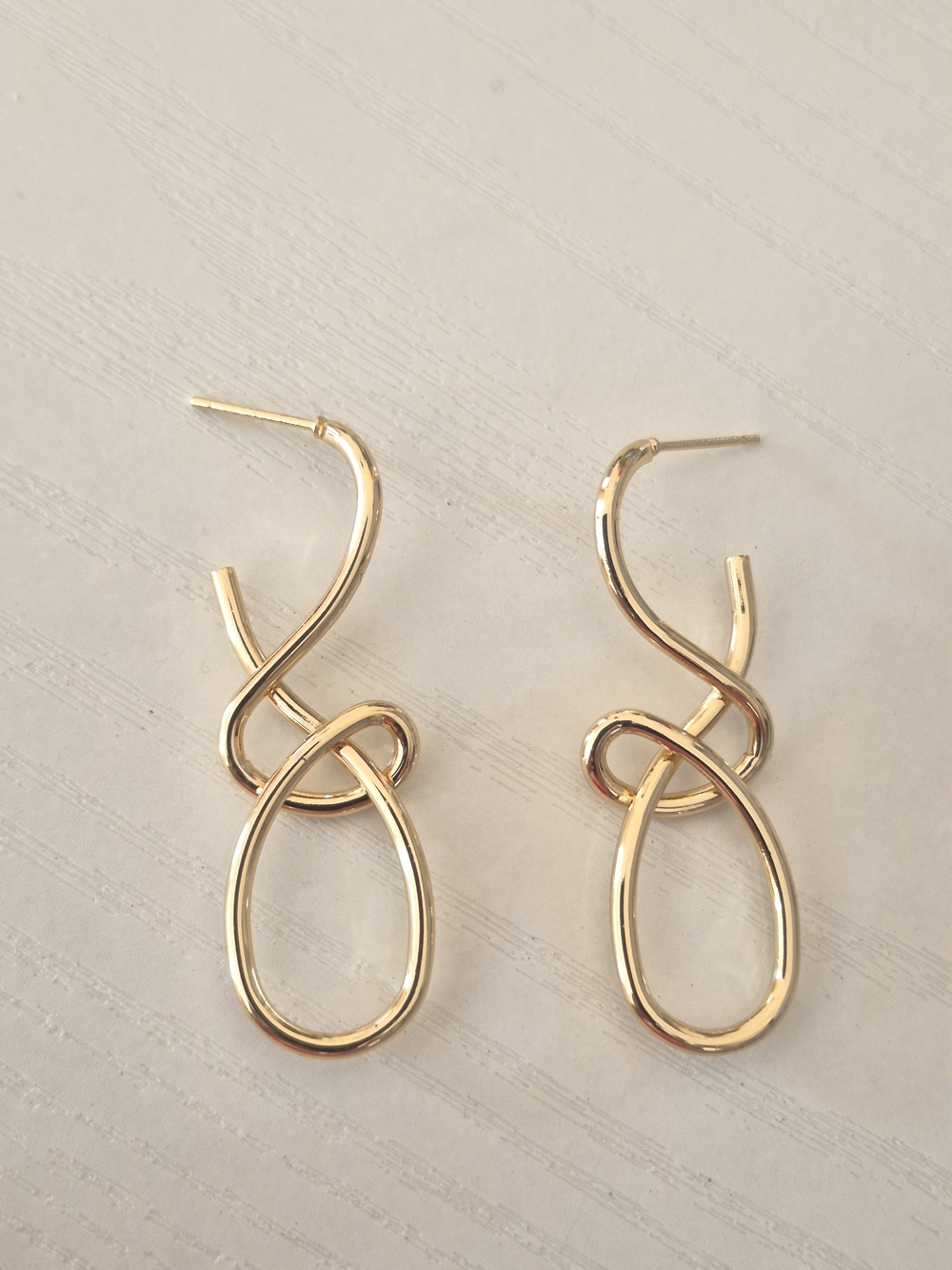 Gold Knot Loop Drop Earrings - Women Jewelry